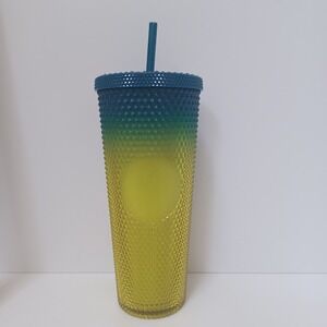 Starbucks Fall 2023 Gradient Lemon Yellow Blue Studded Venti 24 oz. Cold Tumbler